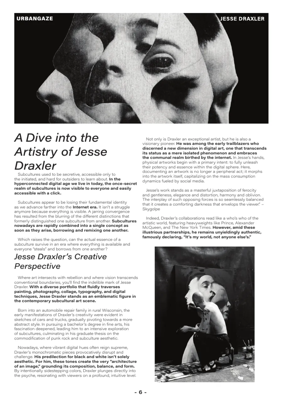 Urbangaze black and white editorial spread page 6